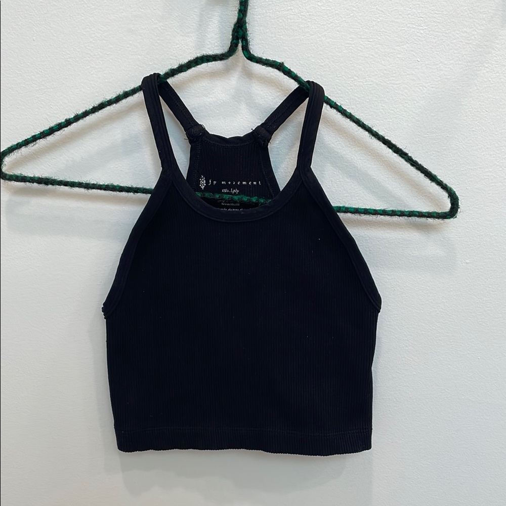 Free People Movement Black Fitted Sleeveless Crop Tank